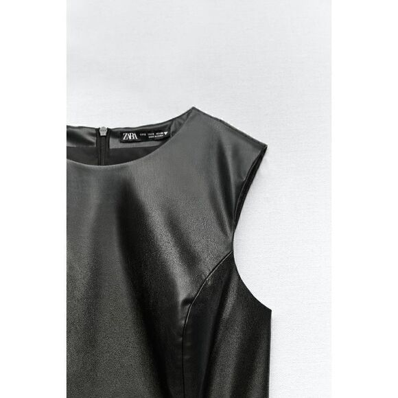 ZARA NWT FAUX LEATHER DRESS ZARA black ⚫️ - Picture 8 of 8